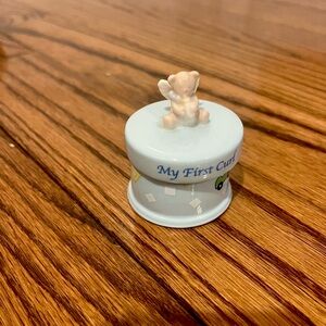 Blue Baby curl Keepsake Box with Bear